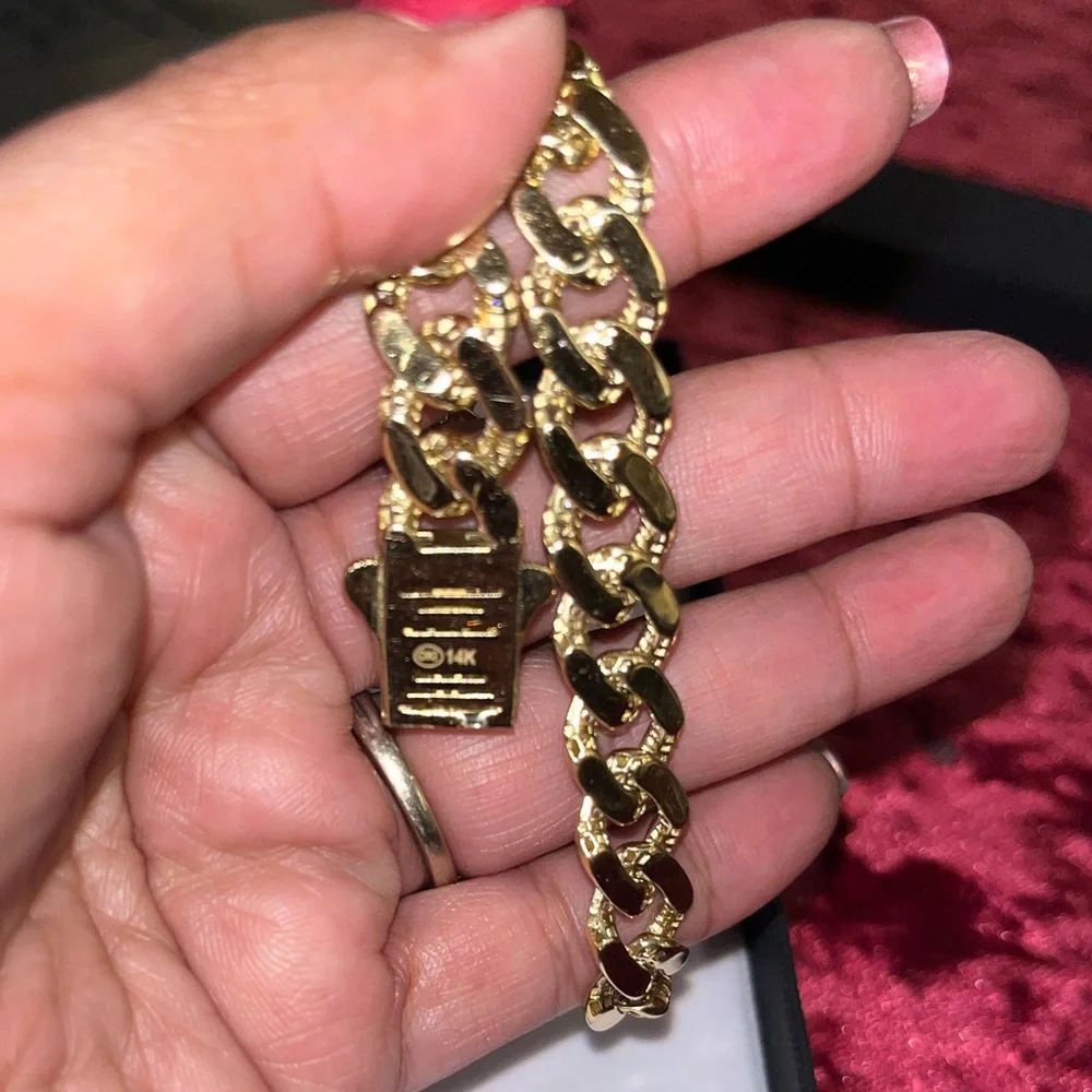 14K✨ Miami Cuban Link Chain Bracelet ✨ 21gr -Gold and Silver Bracelet